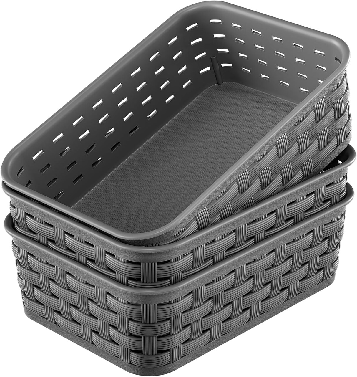 3 Pack Small Plastic Basket (3 Pack Small Drak) 5.44"D x 7.67"W x 2.36"H